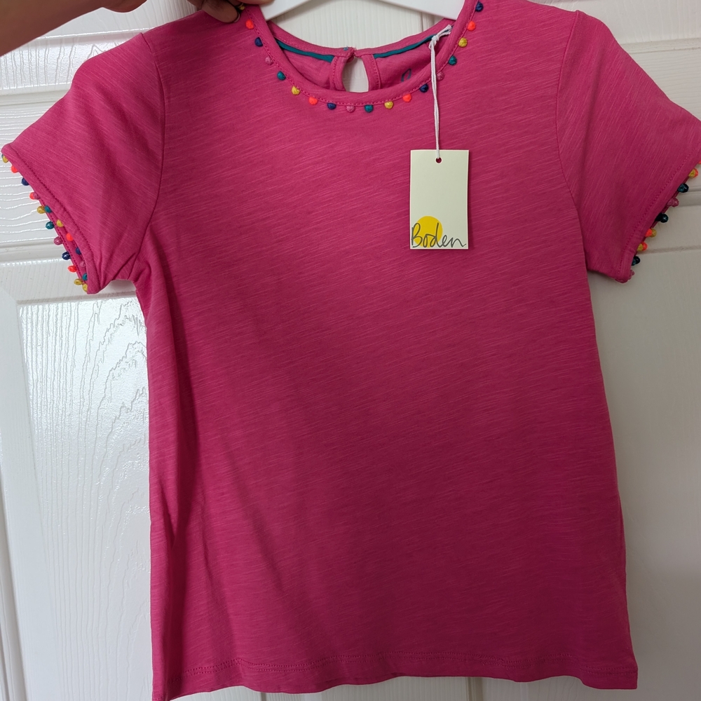 Boden Pink Embellished Short Sleeve T-Shirt